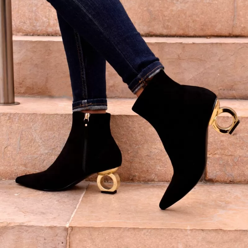 Ankle Boots>Exe Shoes Black Bruna-612 Circular Heel Booty