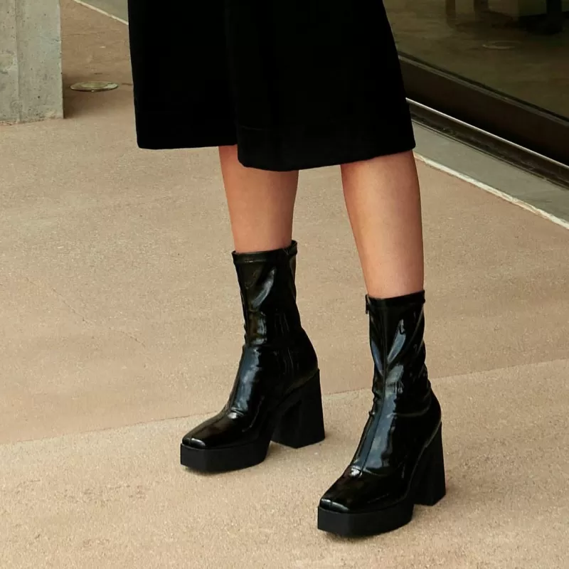 Ankle Boots>Exe Shoes Boot Heel Vf1668-1A In Black Patent Leather