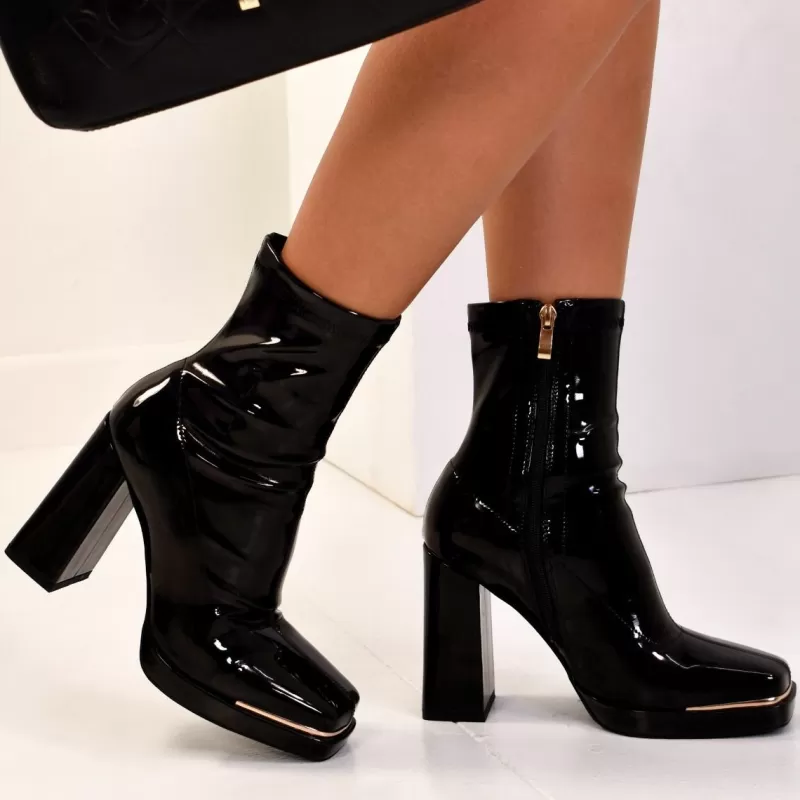 Ankle Boots>Exe Shoes Boot With Black Patent Leather W1570-K59 Heel