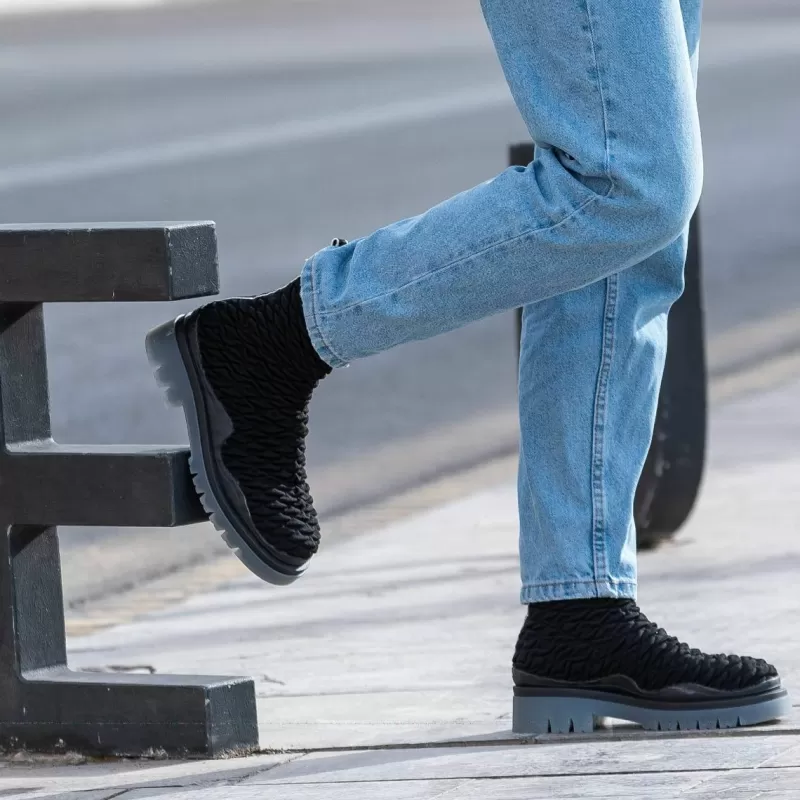 Ankle Boots>Exe Shoes Booty B077-H05 With Black Embossing