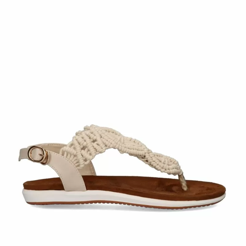 Flat Sandals>Exe Shoes Crochet Flat Toe Sandals F8043-26A Beige