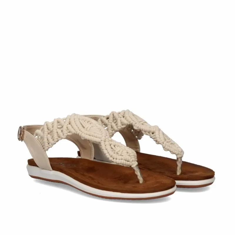 Flat Sandals>Exe Shoes Crochet Flat Toe Sandals F8043-26A Beige