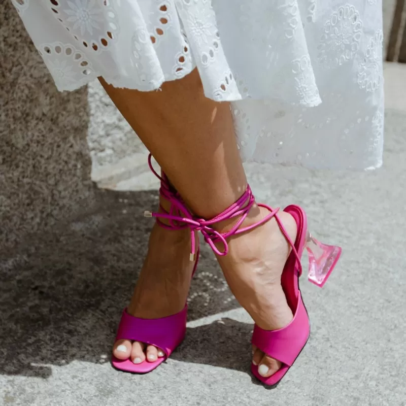 High Heeled Sandals>Exe Shoes Crystal Heel Sandal-706 Fuxia