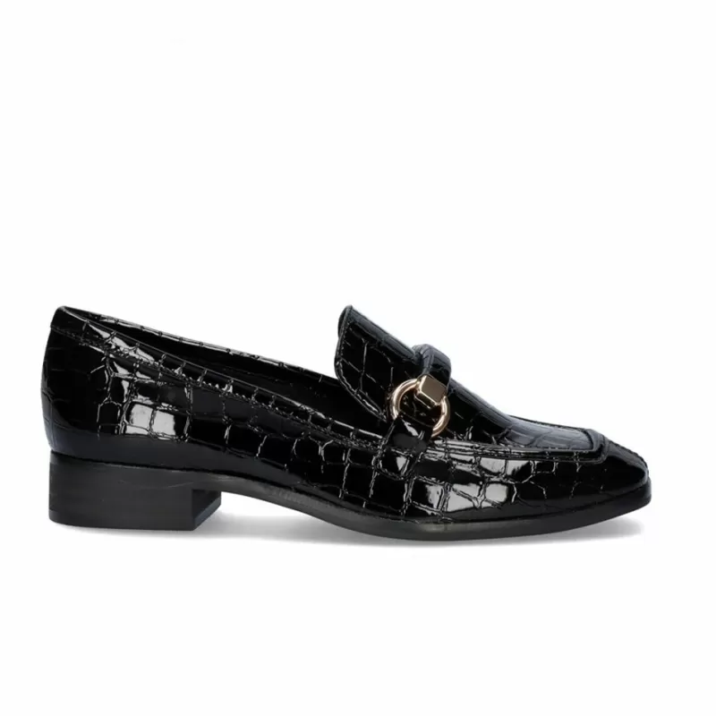 Flat Shoes>Exe Shoes Emilia-587 Black Coco Patent Leather Moccasin