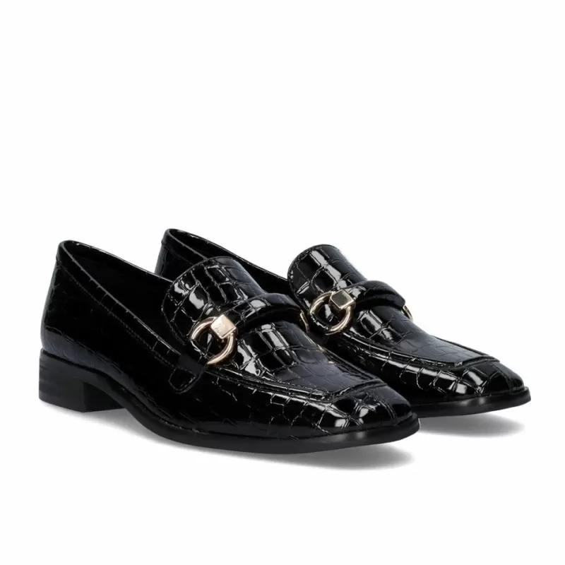 Flat Shoes>Exe Shoes Emilia-587 Black Coco Patent Leather Moccasin