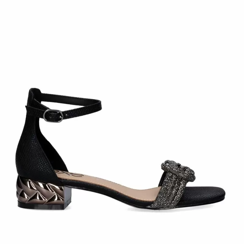 High Heeled Sandals>Exe Shoes Exe Katy-689 Sandale Noire A Talons Bas