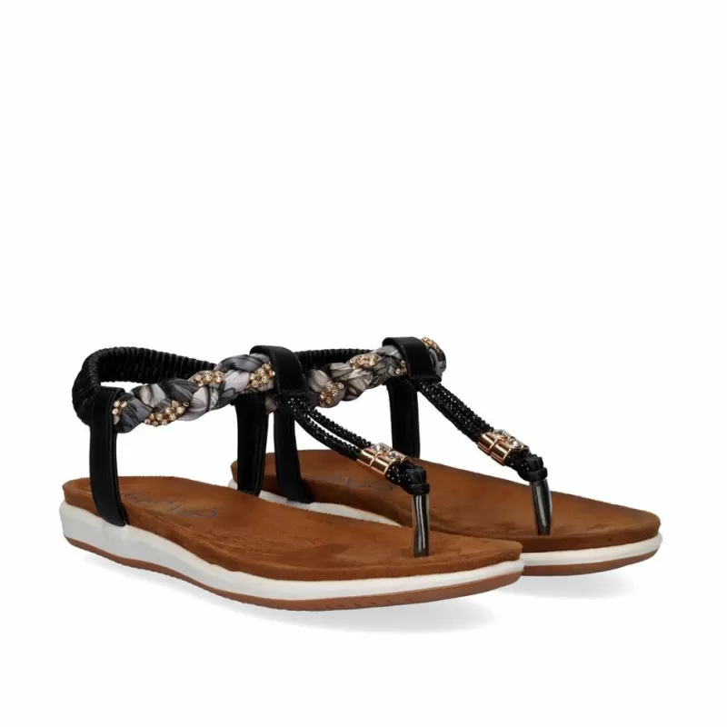 Flat Sandals>Exe Shoes Flat Finger Sandals F8043-32A Black