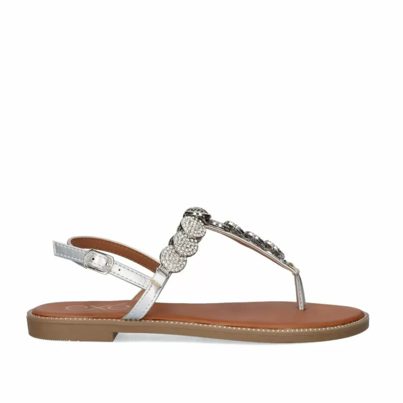 Flat Sandals>Exe Shoes Flat Finger Sandals P3374-374 In Silver