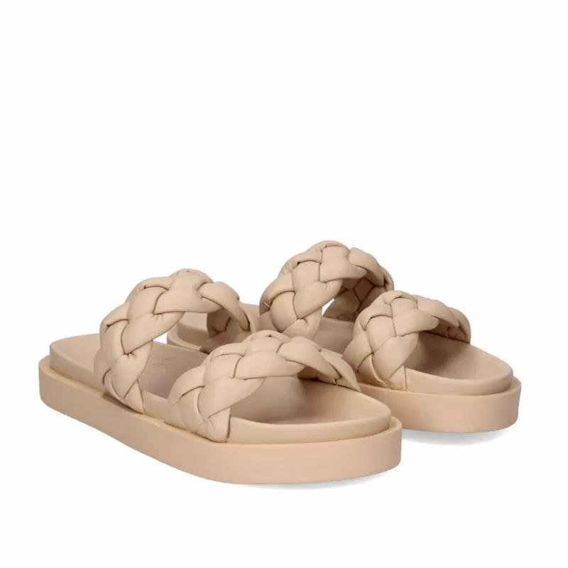 Flat Sandals>Exe Shoes Flat Padded Sandal Artemis-920 Nude