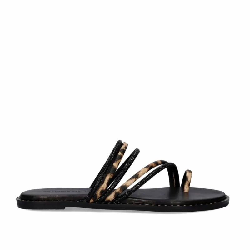 Flat Sandals>Exe Shoes Flat Sandal 851 Chios Leopar Black