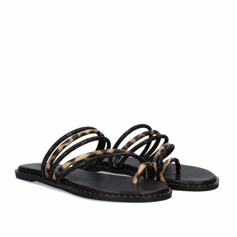 Flat Sandals>Exe Shoes Flat Sandal 851 Chios Leopar Black