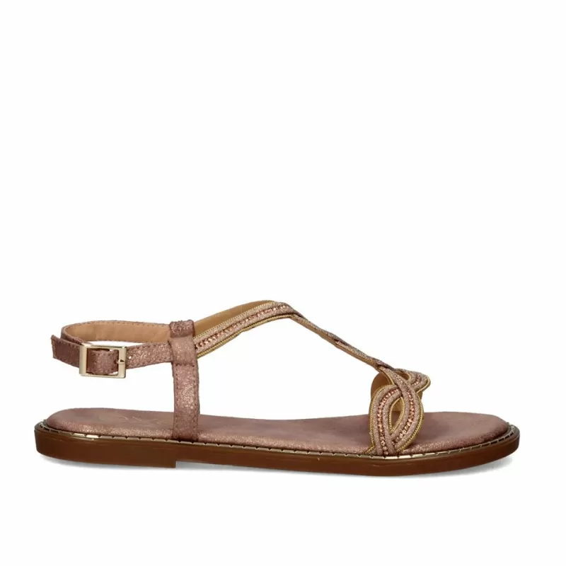 Flat Sandals>Exe Shoes Flat Sandal Allison-300 Gold Pink