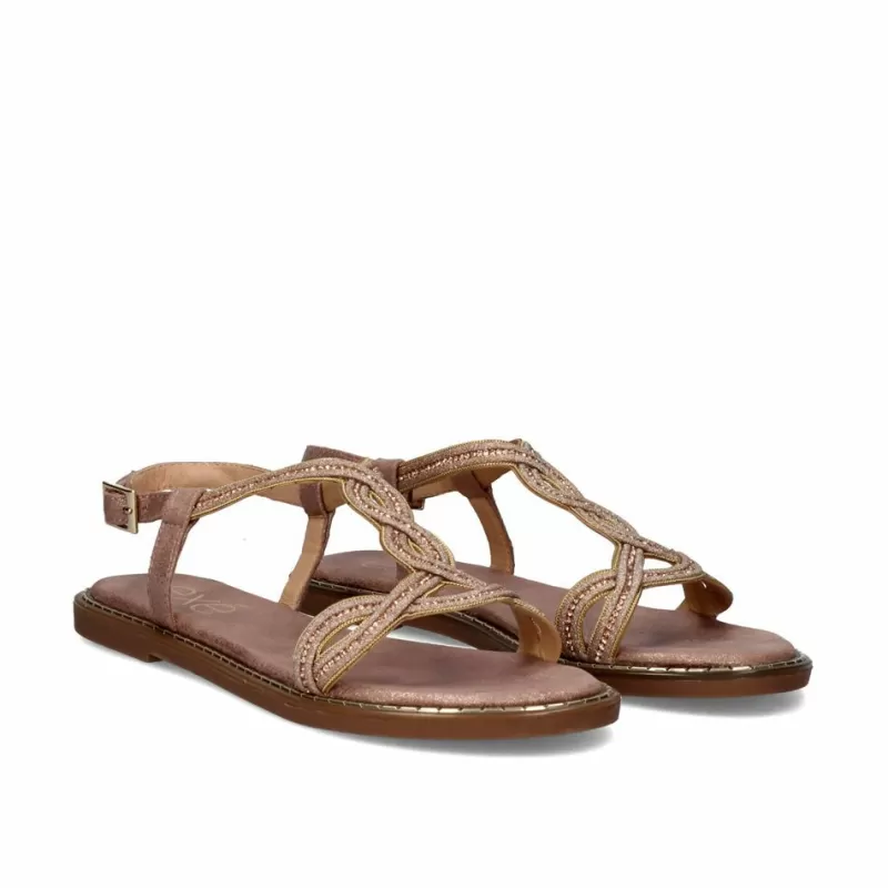 Flat Sandals>Exe Shoes Flat Sandal Allison-300 Gold Pink