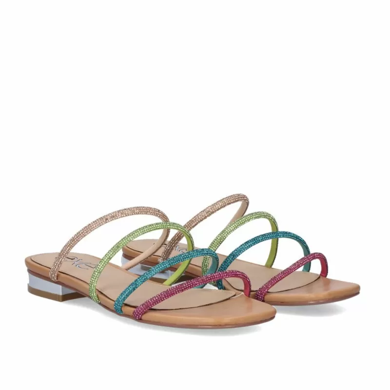 Flat Sandals>Exe Shoes Flat Sandal Amelia-669 Strass Multicolor