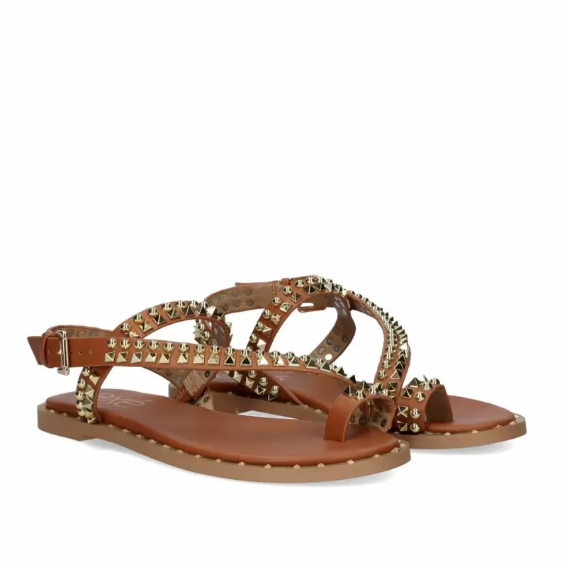 Flat Sandals>Exe Shoes Flat Sandal Exe Vf239D-75 Tan