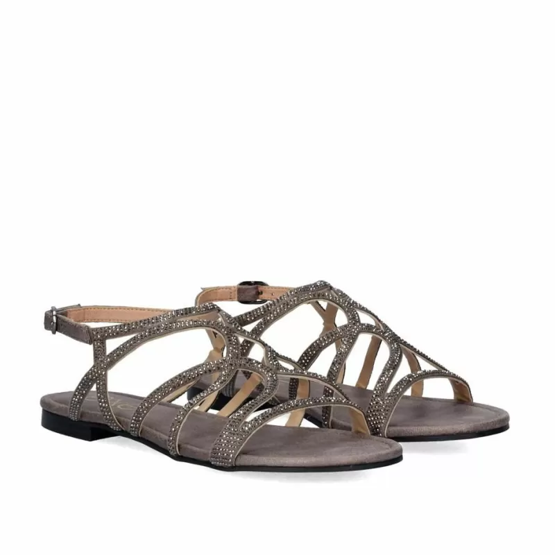 Flat Sandals>Exe Shoes Flat Sandal Loris-323 Pewter