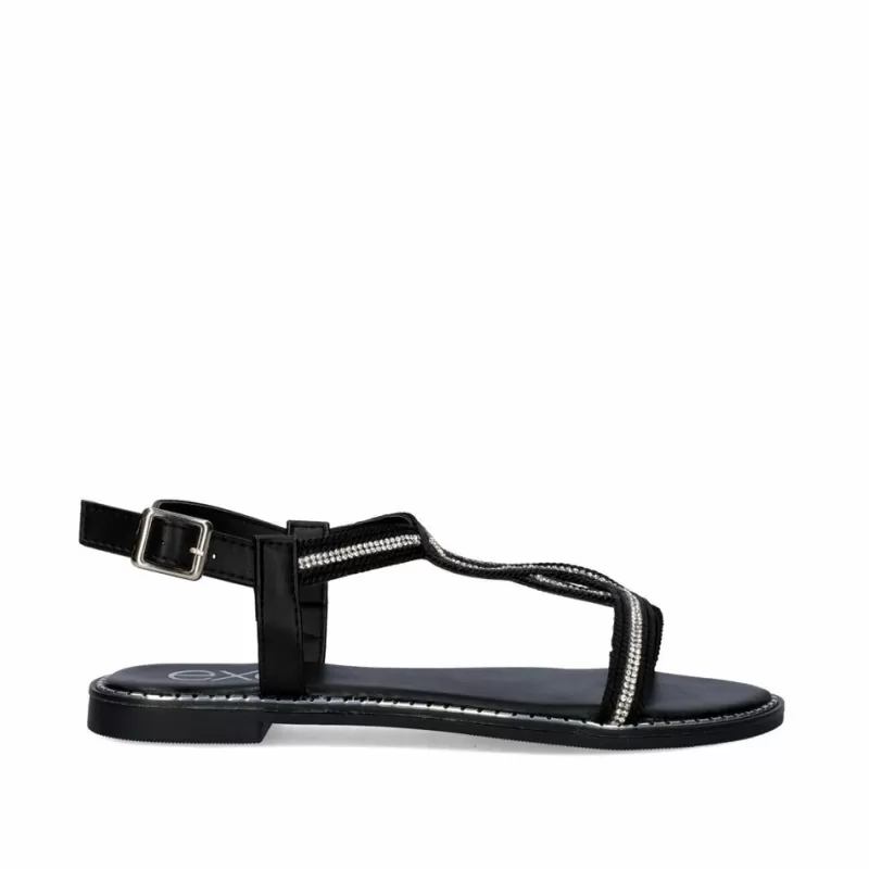 Flat Sandals>Exe Shoes Flat Sandal P3300-362 Black