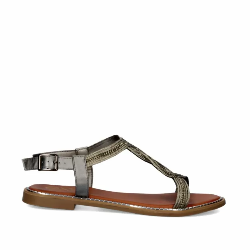 Flat Sandals>Exe Shoes Flat Sandal P3300-362 Pewter