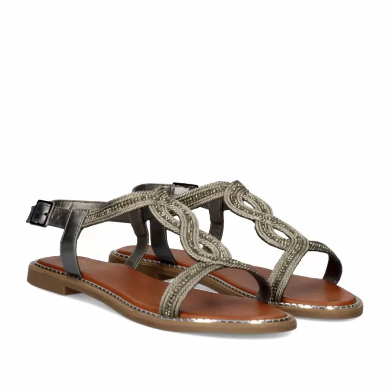 Flat Sandals>Exe Shoes Flat Sandal P3300-362 Pewter