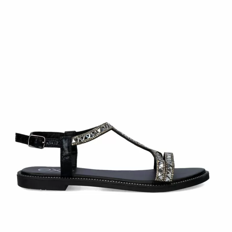 Flat Sandals>Exe Shoes Flat Sandal P3374-312 Black