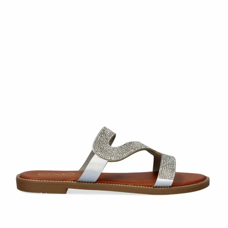 Flat Sandals>Exe Shoes Flat Sandal P3374-337 Silver