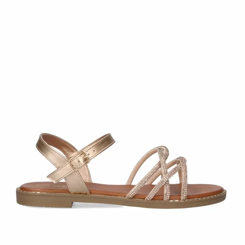 Flat Sandals>Exe Shoes Flat Sandal P3375-75 Pink Gold