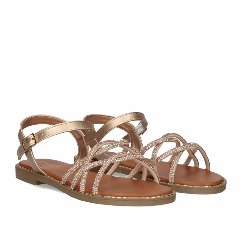 Flat Sandals>Exe Shoes Flat Sandal P3375-75 Pink Gold