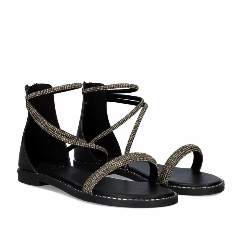 Flat Sandals>Exe Shoes Flat Sandal P3375-76 Black