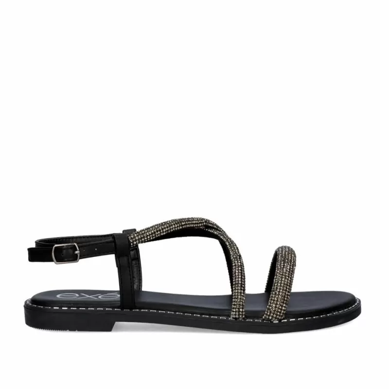 Flat Sandals>Exe Shoes Flat Sandal P3375-77 Black