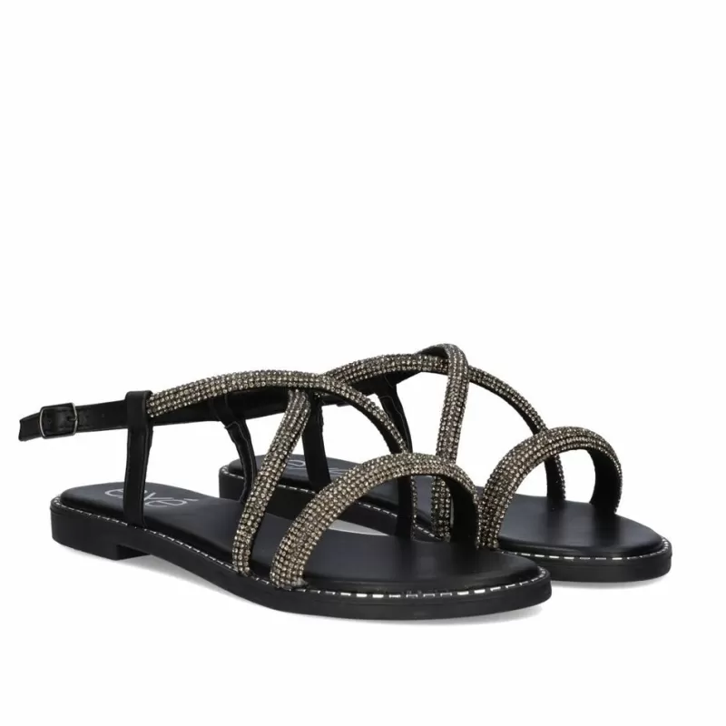 Flat Sandals>Exe Shoes Flat Sandal P3375-77 Black