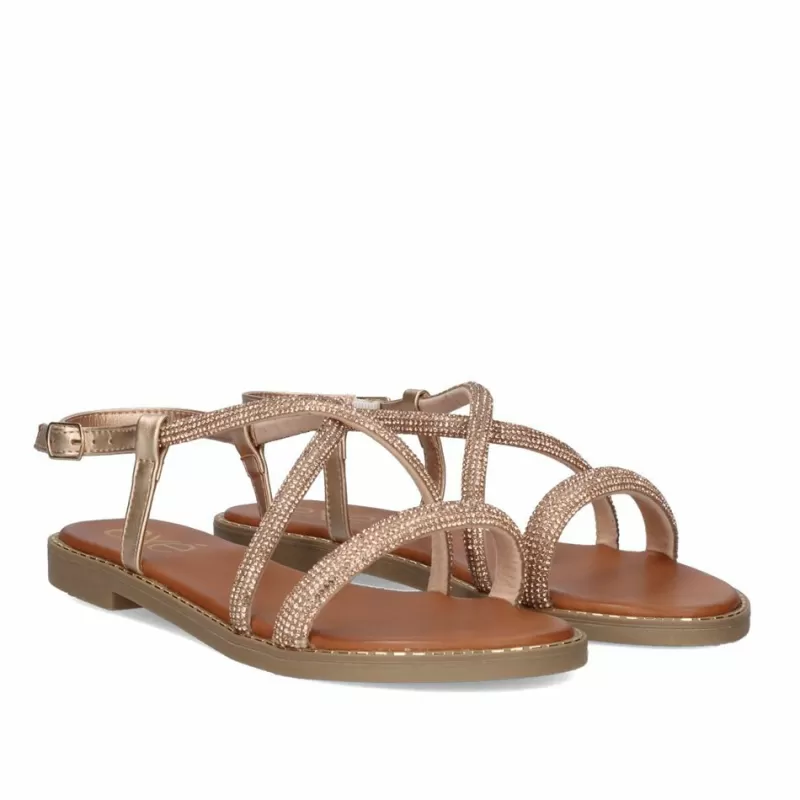 Flat Sandals>Exe Shoes Flat Sandal P3375-77 Pink Gold