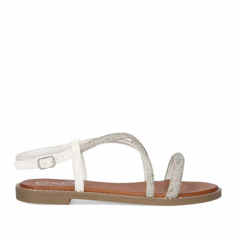 Flat Sandals>Exe Shoes Flat Sandal P3375-77 White