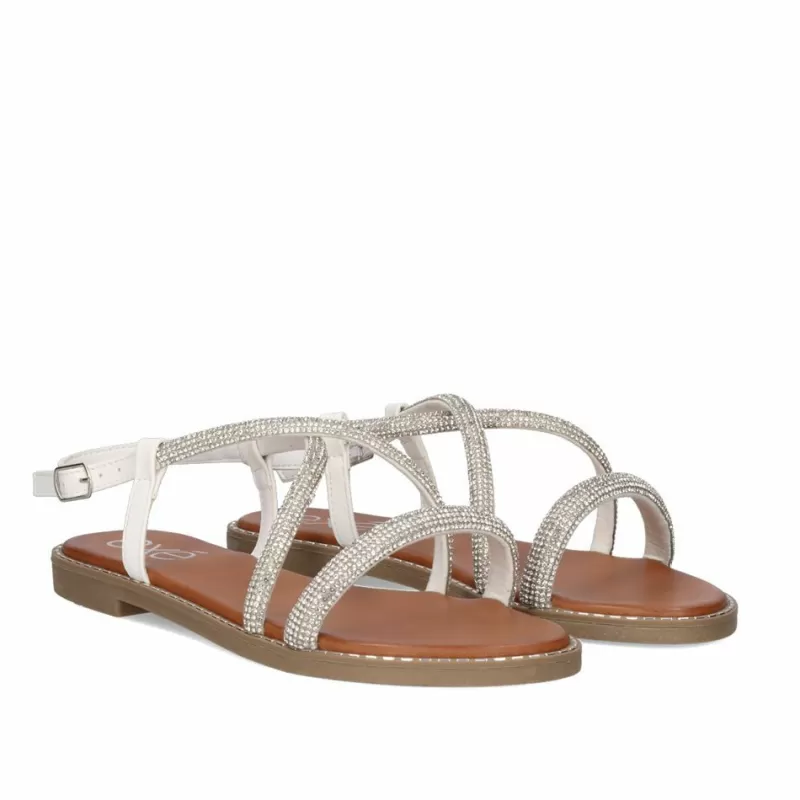 Flat Sandals>Exe Shoes Flat Sandal P3375-77 White