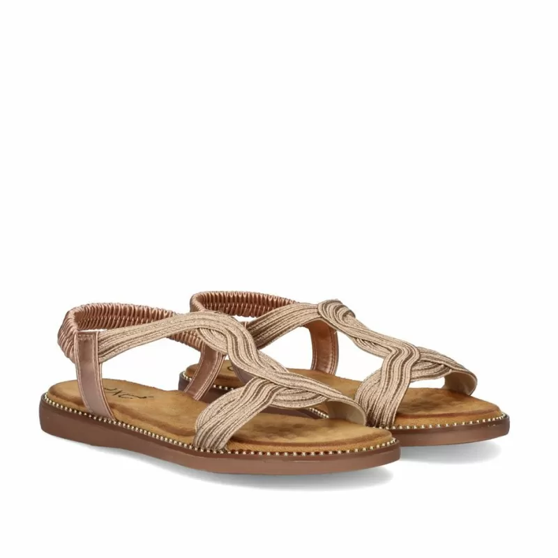 Flat Sandals>Exe Shoes Flat Sandal Zf1982-F6 Pink Gold