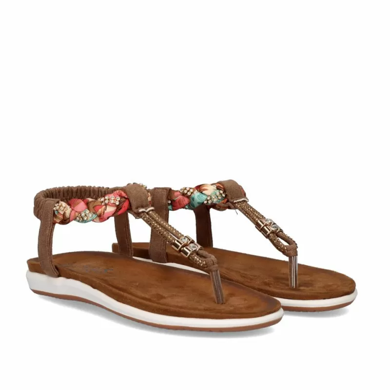 Flat Sandals>Exe Shoes Flat Toe Sandals F8043-32A Brown