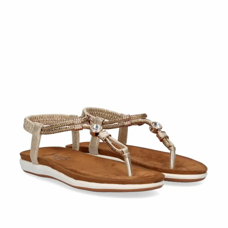 Flat Sandals>Exe Shoes Flat Toe Sandals F8043-33A Golden