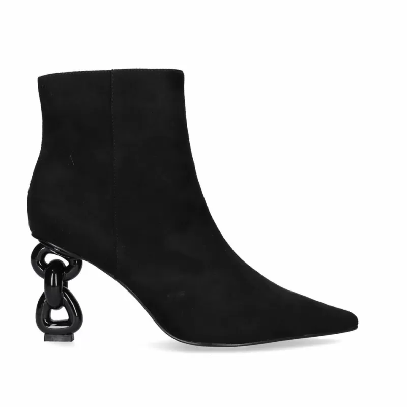 Ankle Boots>Exe Shoes Heel Ankle Boots Samantha-810 Microfiber Black