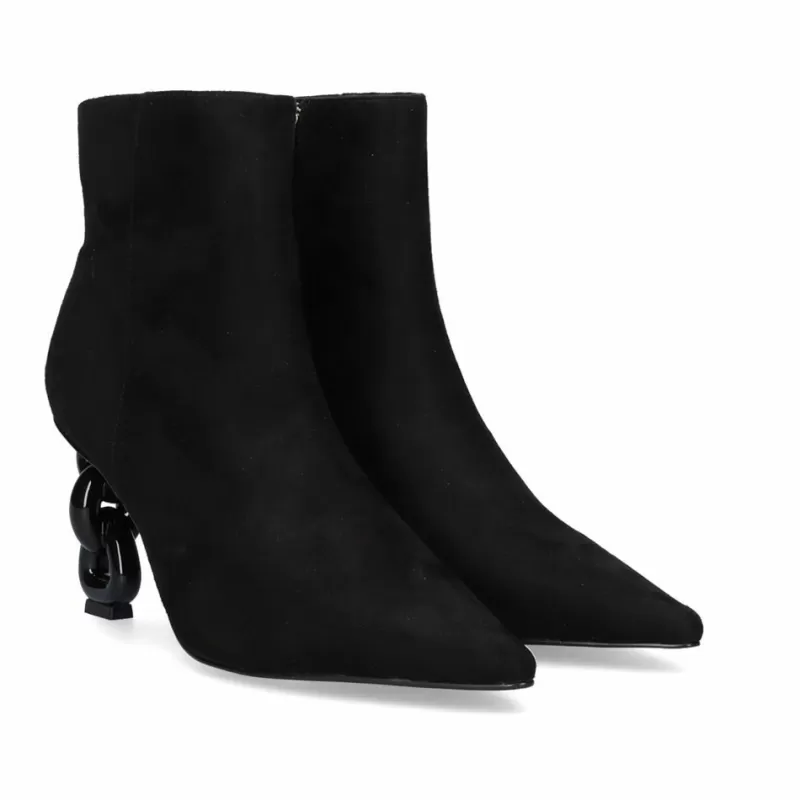 Ankle Boots>Exe Shoes Heel Ankle Boots Samantha-810 Microfiber Black