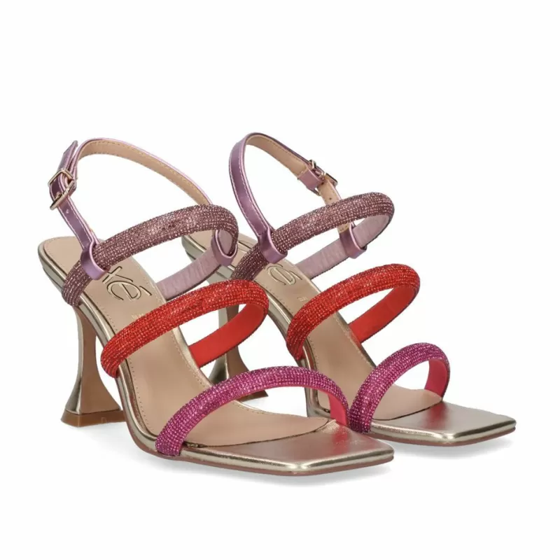 Sandals>Exe Shoes Heel Sandal 23V Bianca-760 Strass Fuxia Red