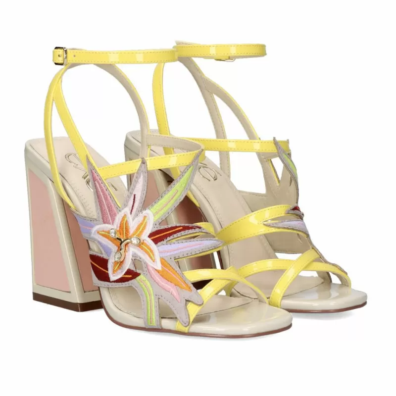 High Heeled Sandals>Exe Shoes Heel Sandal 23V Dominic-539 Yellow