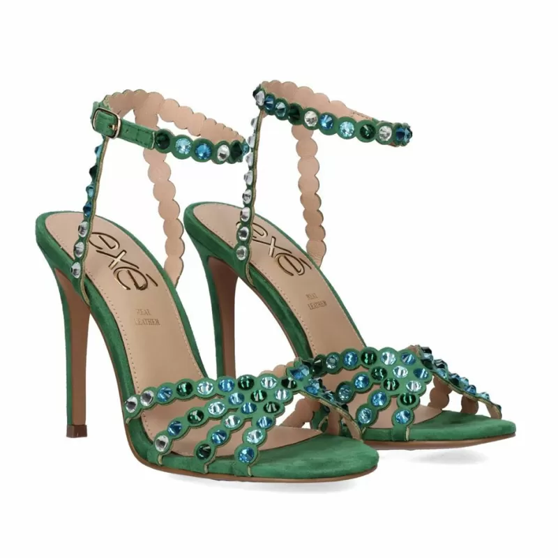 High Heeled Sandals>Exe Shoes Heel Sandal 23V Exe Jenny-913 Green