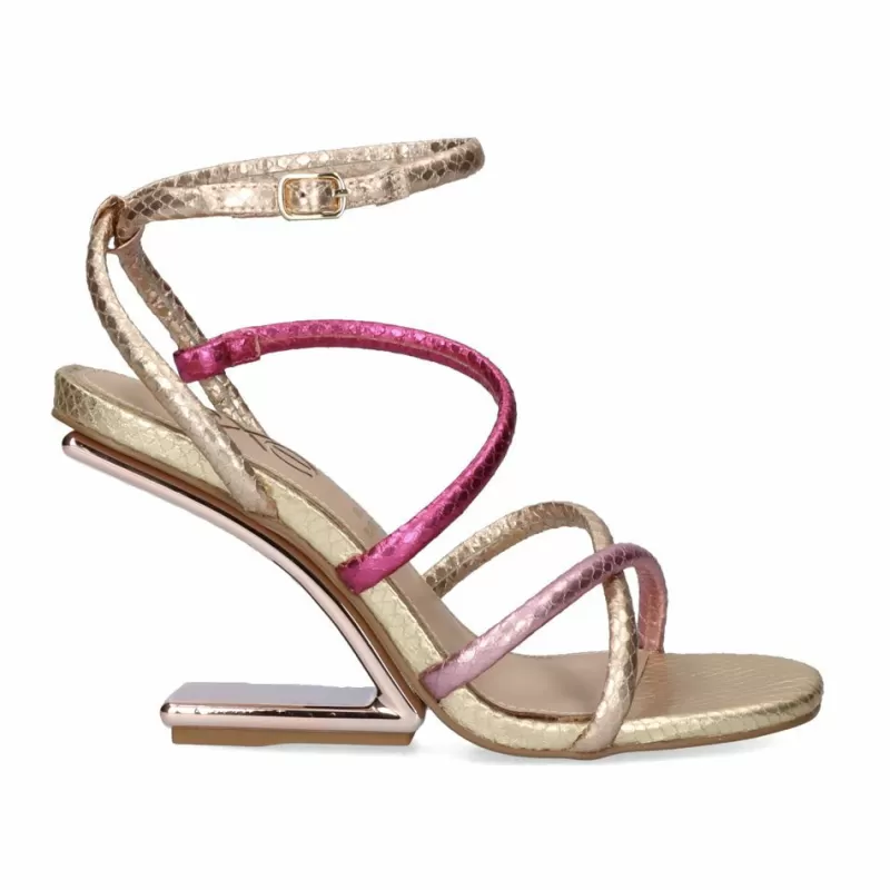 High Heeled Sandals>Exe Shoes Heel Sandal 23V Maggie-811 Snake Fuxia