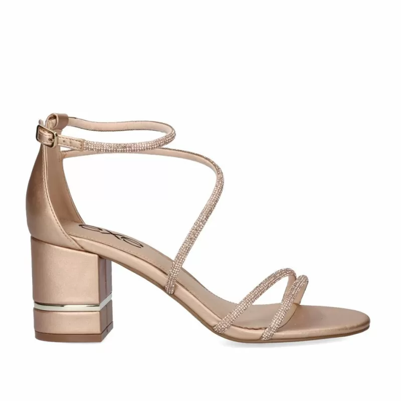 High Heeled Sandals>Exe Shoes Heel Sandal 23V Penny-297 Pink Gold