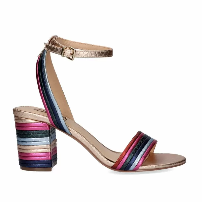 High Heeled Sandals>Exe Shoes Heel Sandal Adele-477 Snake Multicolored