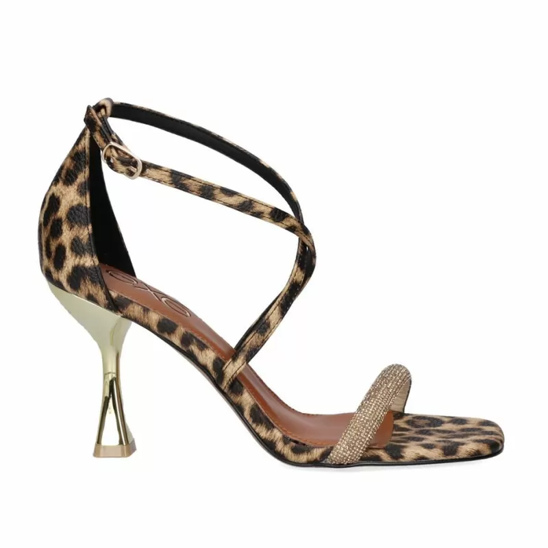 High Heeled Sandals>Exe Shoes Heel Sandal Alberta-938 Strass Leopard