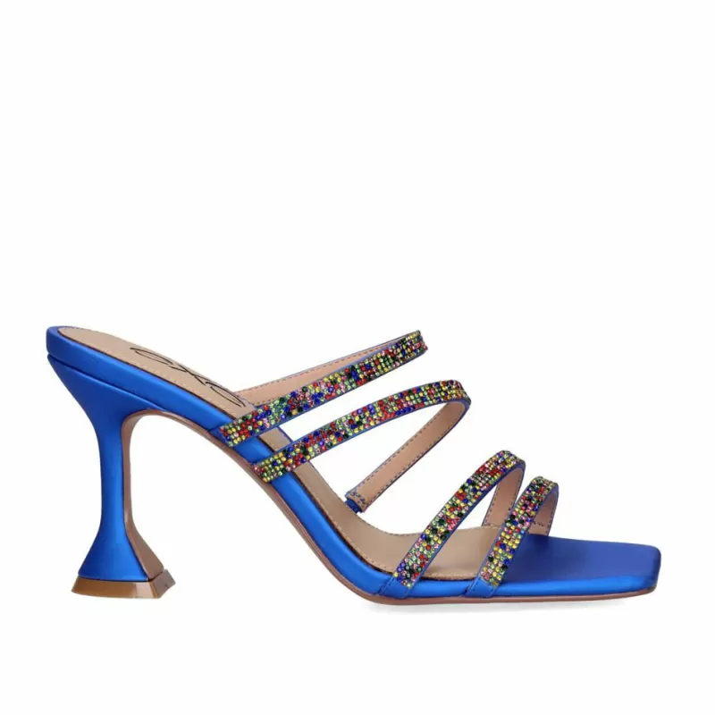 High Heeled Sandals>Exe Shoes Heel Sandal Bianca-759 Strass Blue Multicolor