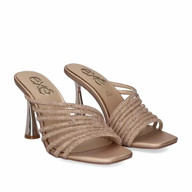 High Heeled Sandals>Exe Shoes Heel Sandal Elena-605 Pink Gold