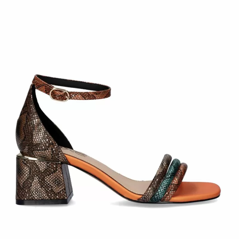 High Heeled Sandals>Exe Shoes Heel Sandal Exe Carmen-145 Snake Multicolor