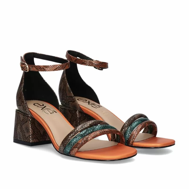 High Heeled Sandals>Exe Shoes Heel Sandal Exe Carmen-145 Snake Multicolor