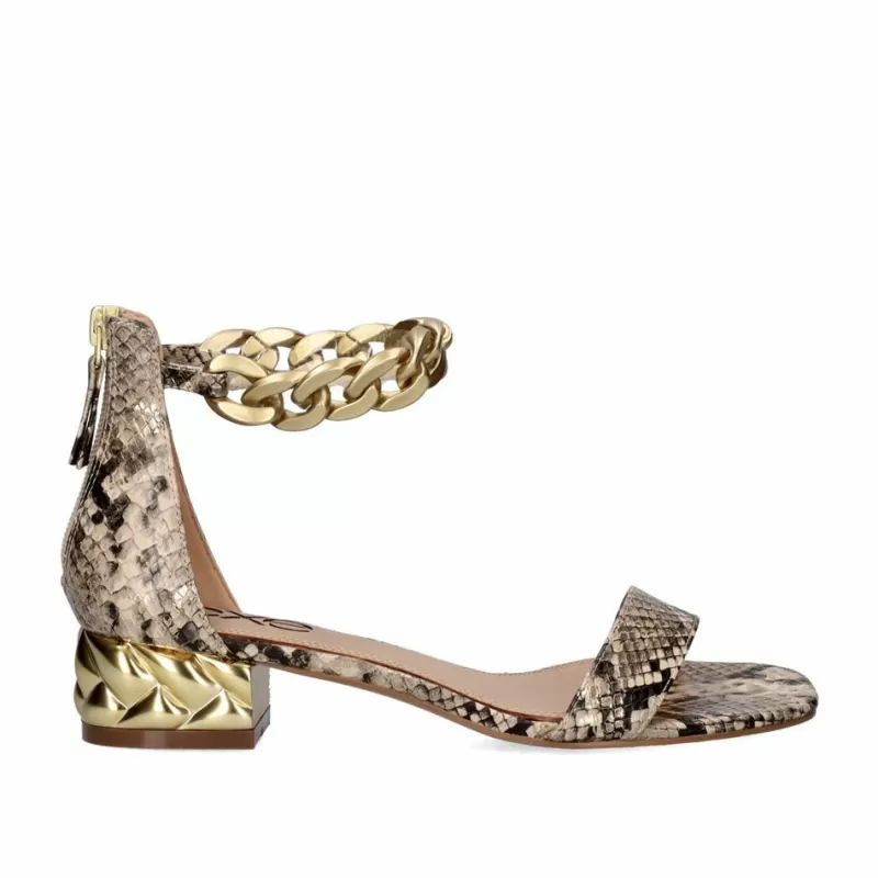 High Heeled Sandals>Exe Shoes Heel Sandal Exe Katy-386 Snake Beige